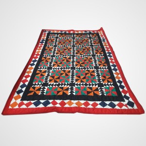 Multi Color Single Bed / Charpai Chadder Handmade Sindhi Tukri Ralli / Rally / Appliqued Bedset RBS-48 [ Quilted ]
